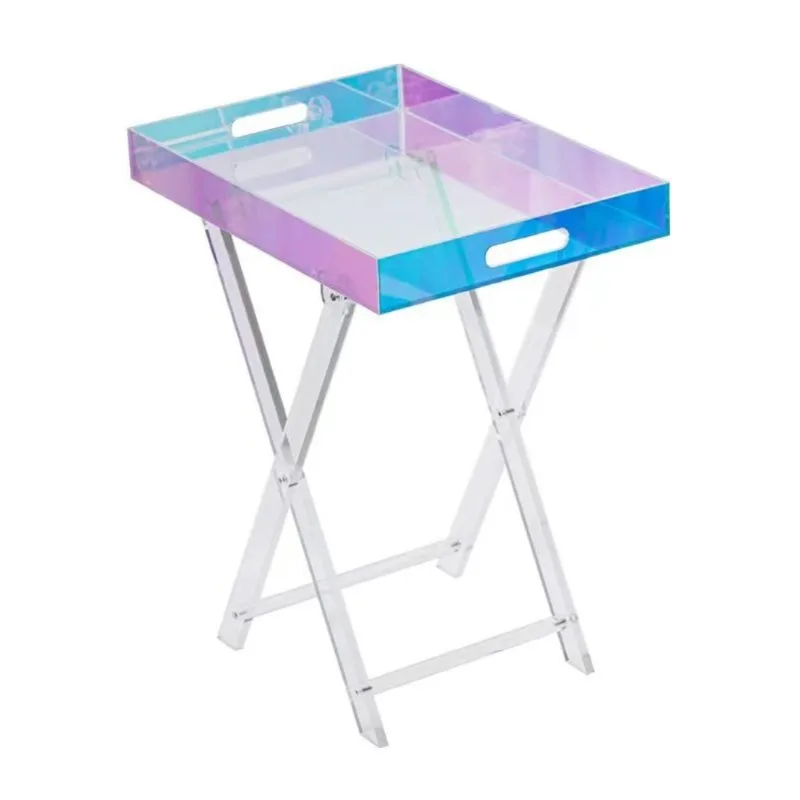 Transparent Acrylic Tea Table Floating Window Sill Side Table Tatami Small Tea Table Foldable and Portable Rainbow Table