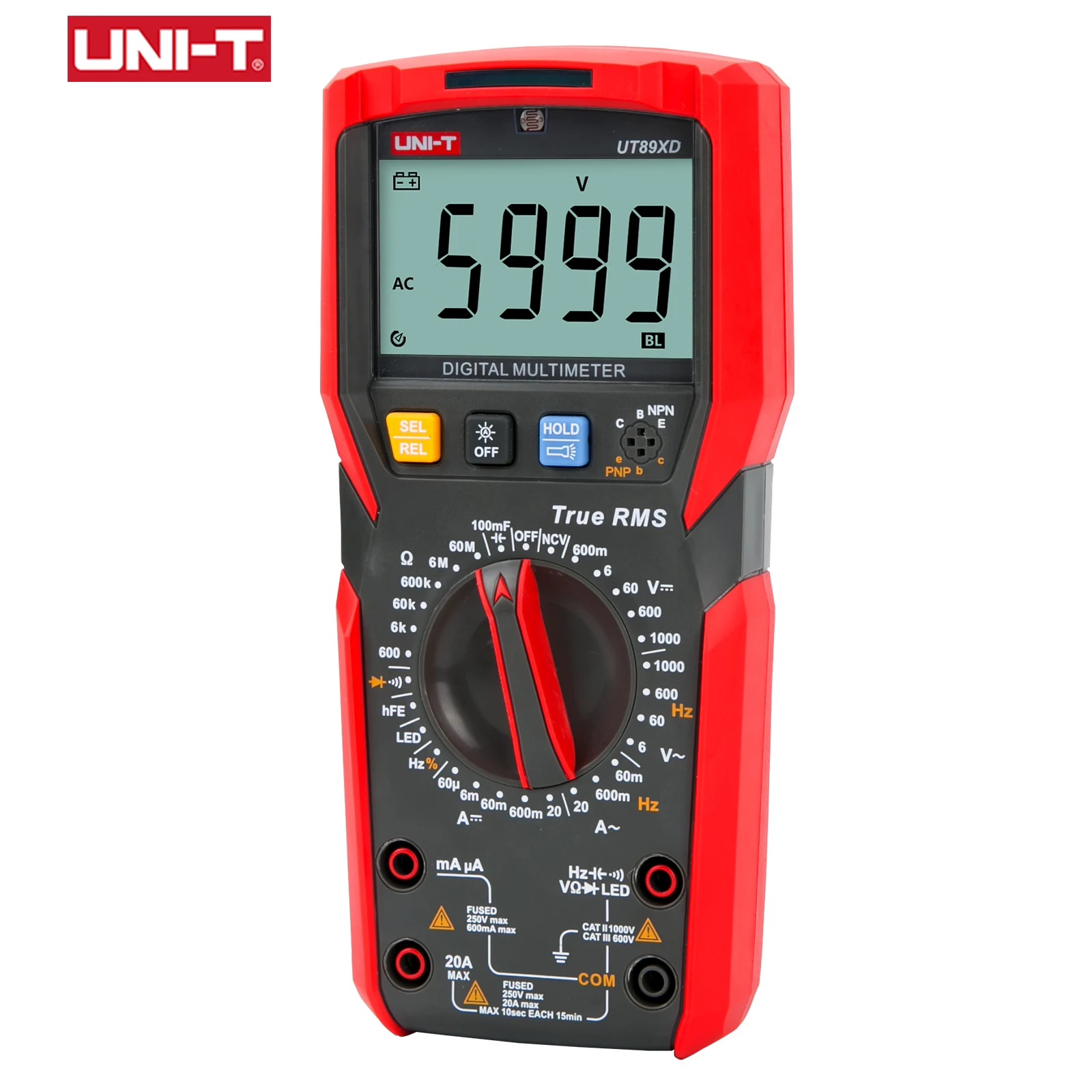 UNI-T UT89XD Multimeter Digital 1000V 20A 6000 Count True RMS AC DC Voltage Current Tester Meter Capacitors Resistors NCV Test