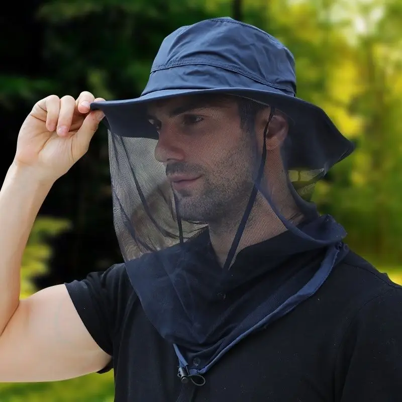 Beekeeping tools, fishing mesh mask sun hat UV sun hat outdoor summer mosquito face mask sun protection bucket hat 30