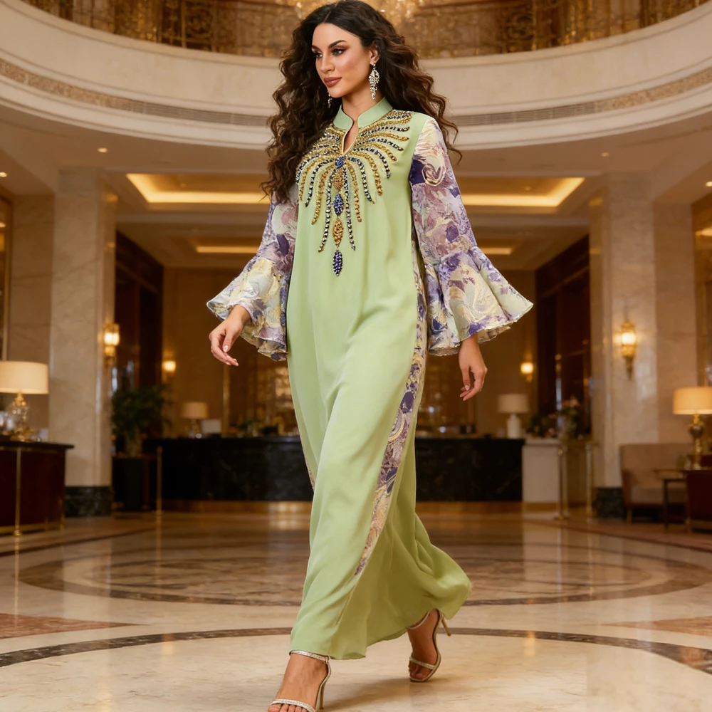 

Middle East Abaya Embroidery Jalabiya Women Muslim Dress Eid Djellaba Turkey Kaftan Femme Musulmane Vestido Ramadan Abbayas Robe