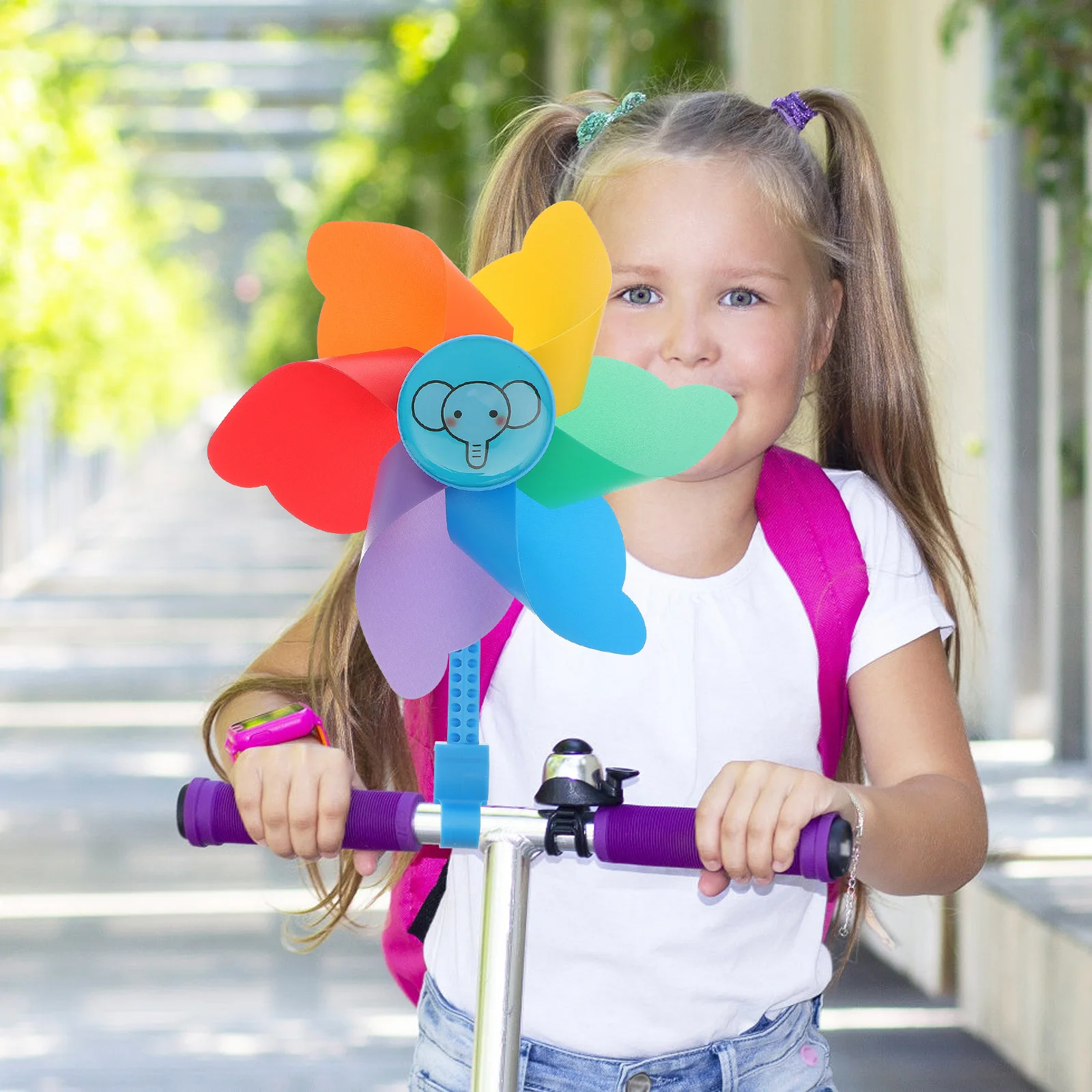 Molino de viento de plástico de Color brillante para manillar de bicicleta, regalo decorativo para niños, 2 uds.