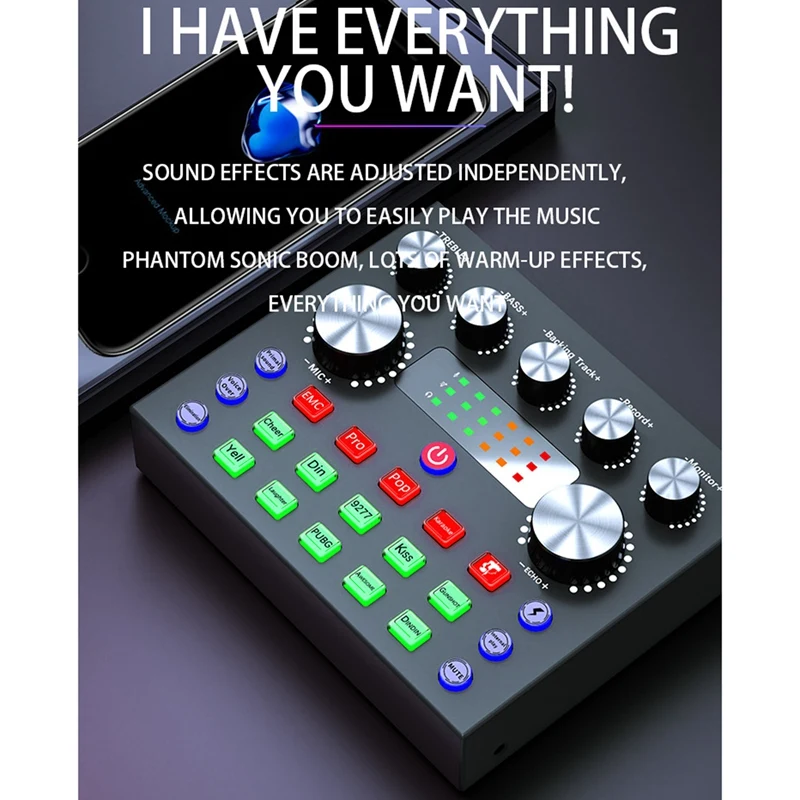 V8S Live External Sound Card Voice Changer Sound Card With Multiple Sound Effects For Live Recording Home KTV Voice Chat