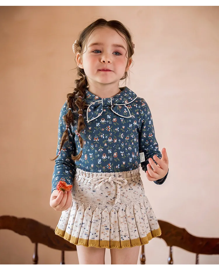 Baby Top 2026 Fall New Stylish Long Sleeve T Shirt Girls Cotton A Class Floral Undershirt Infant Clothes