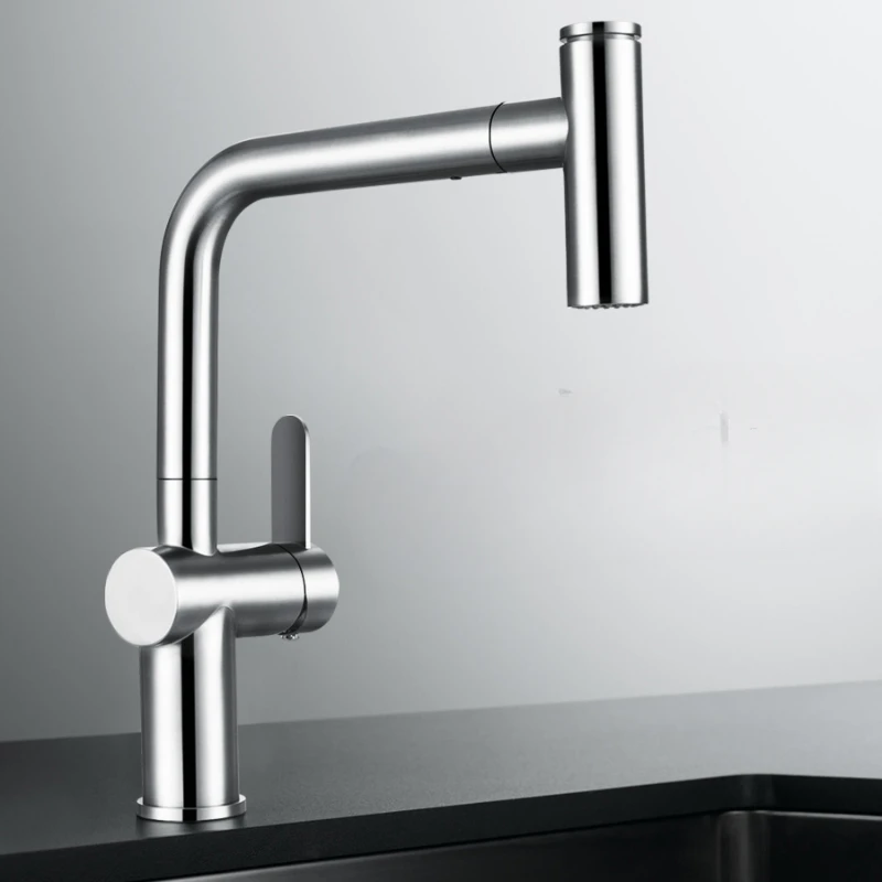 Sink, vegetable sink, dishwashing sink, 304 stainless steel rotatable drawable household cold and hot water outlet faucet