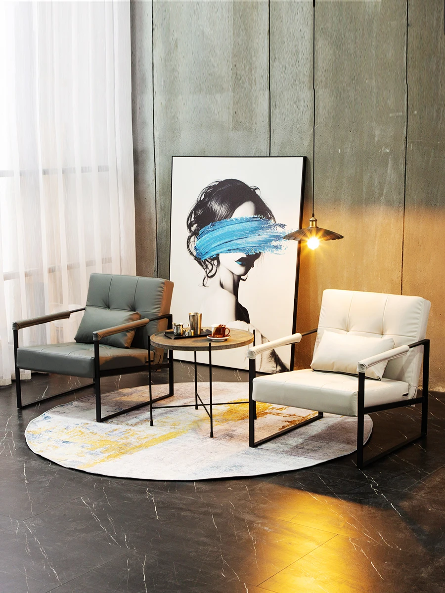 

Iron Art Sofa Chair Coffee Shop Living Room Modern Simple Milk Tea Shop Sofa Chair Art Lazy Person