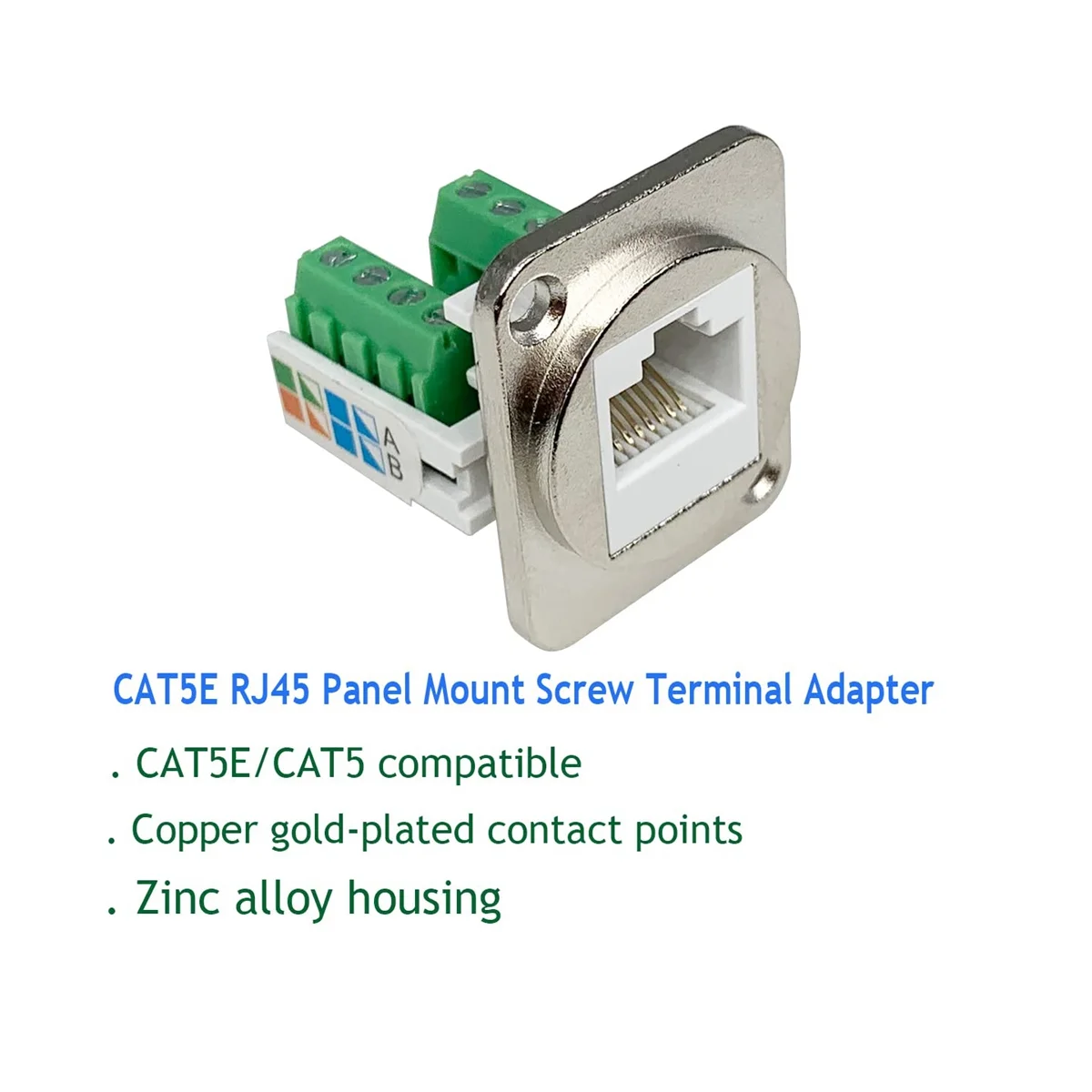 RJ45 Panel Mount Screw Terminal Adapter, RJ45/8P8C Panel Mount Connector,D-Type RJ45 Female Solderless Terminal