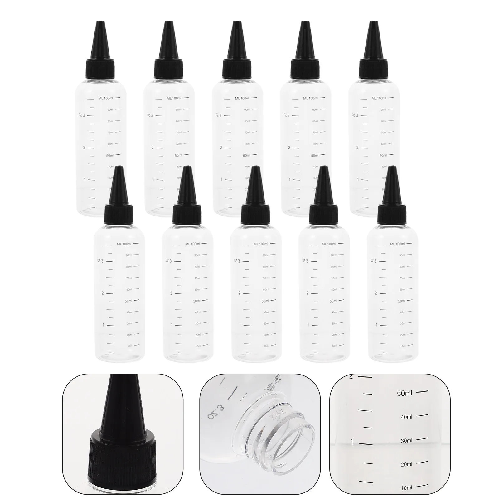 

10Pcs Clear Scale Squeeze Bottles Lightweight Compact Refillable Plastic Applicator Bottles for Beauty Products Nail Art Liquids