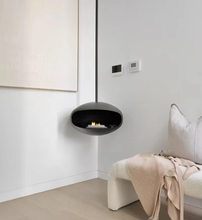 

【Модный】Современный подвесной камин для помещений с биоэтаноловой горелкой, потолочный камин