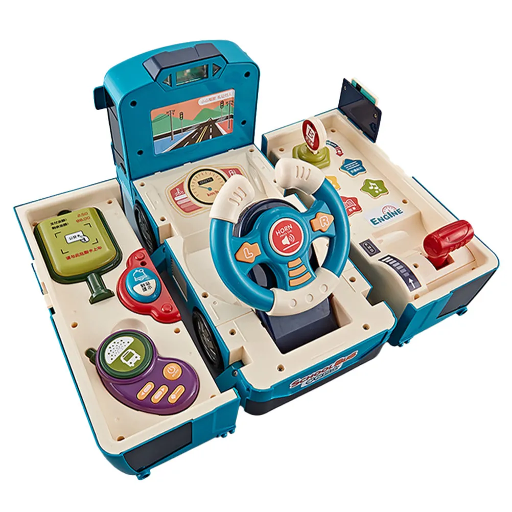 

1Pcs Steering Wheel School Bus Driving Simulation Early Learning Vehicle Inertia Bus Control Lights Horn Paging Function