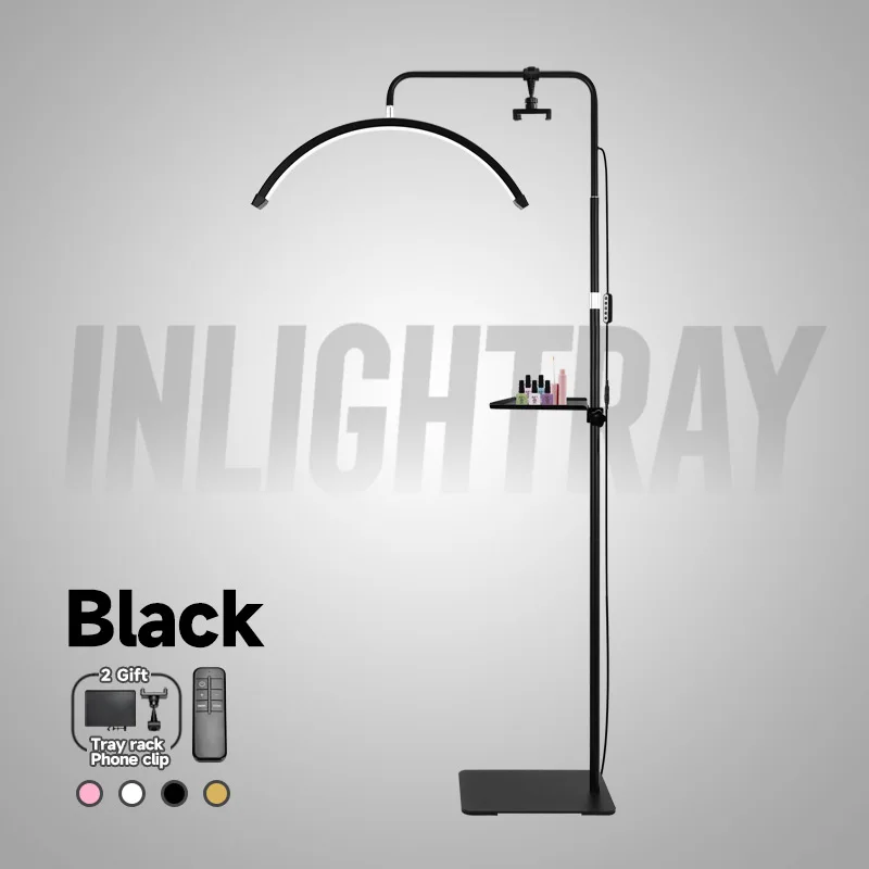 Gratis Logo 23Inch Oem 45W Nieuwe Led Wimper Verlenging Licht Halvemaan Bed Lamp Ontwerp Instelbare Helderheid Met Ring Licht Fe