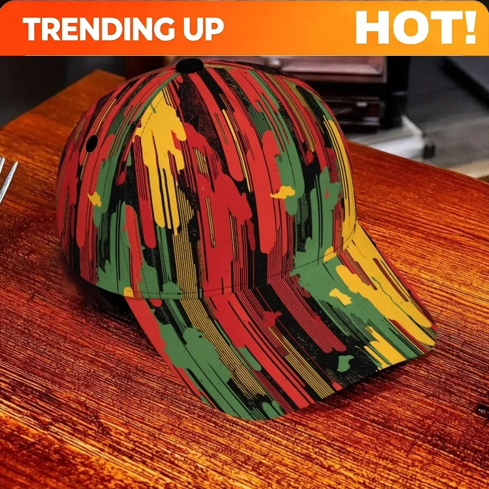 Customization Hats 1pc, Juneteenth Colorful Melg Vertical Drips Pattern Baseball Cap – Stylish And Trendy Duckbill Hat, Lightwei