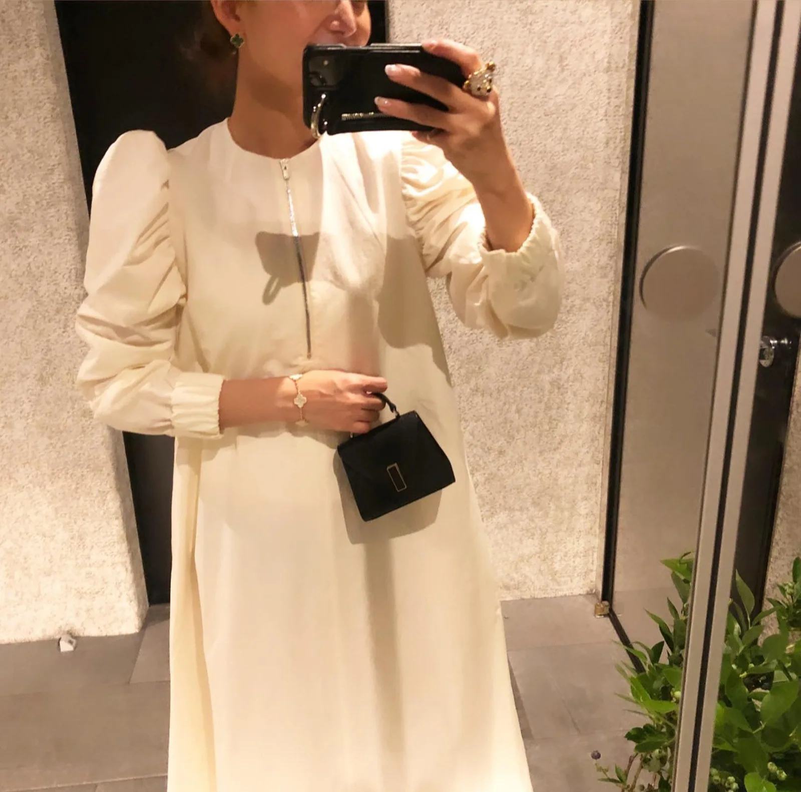 

Neploe O Neck Puff Sleeve Solid Color Women Dress 2024 New Japan Style Spring Female Vestidos Long Sleeve Robe