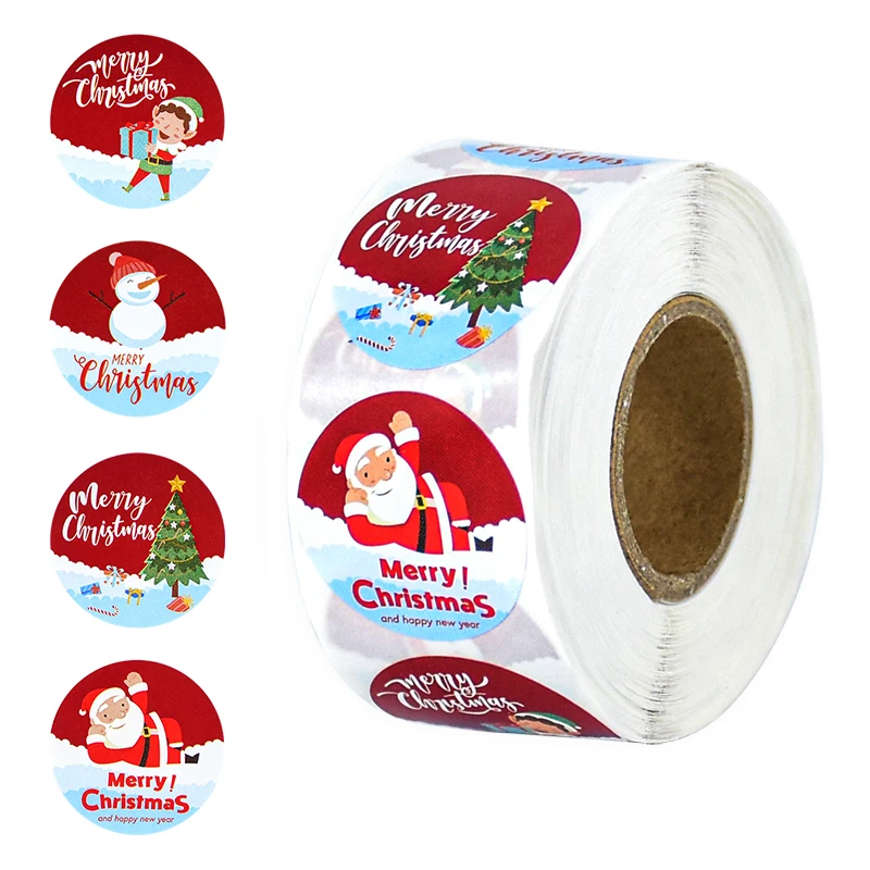500 stücke/Rolle Frohe Weihnachten Label Aufkleber Cartoon Santa Claus Weihnachts baum DIY Geschenk box Back paket Aufkleber Neujahr Dekor