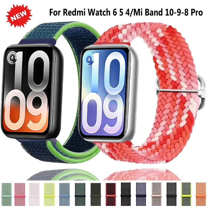 Weiches Nylon-Schlaufenarmband für Redmi Watch 4 5 6, bequemes, atmungsaktives, einfach verstellbares Armband, Xiaomi Mi Band 8/9/10 Pro Zubehör.