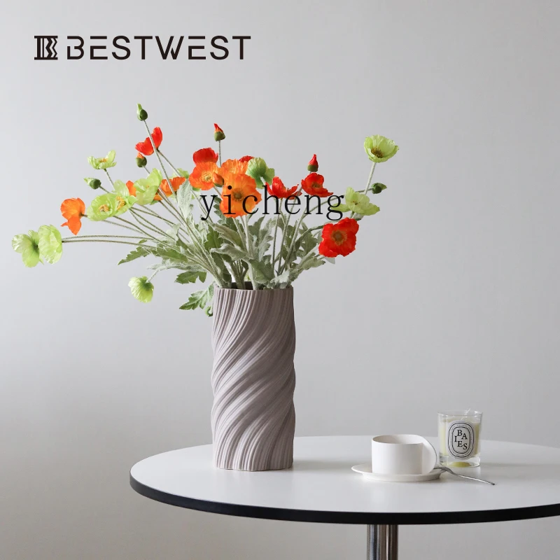 L7-8 Creative Twist Ceramic Vase Ornament Living Room Vase New Chinese Flower Arranger Advanced
