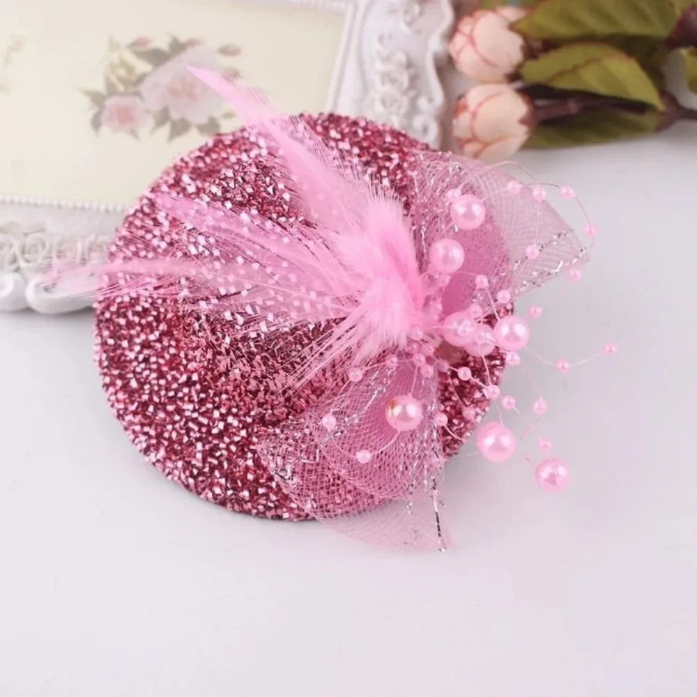 

Cute Glitter Girl Fascinator Hat Mesh Cocktail Hat Hair Clip Dance Girl Hair Accessory