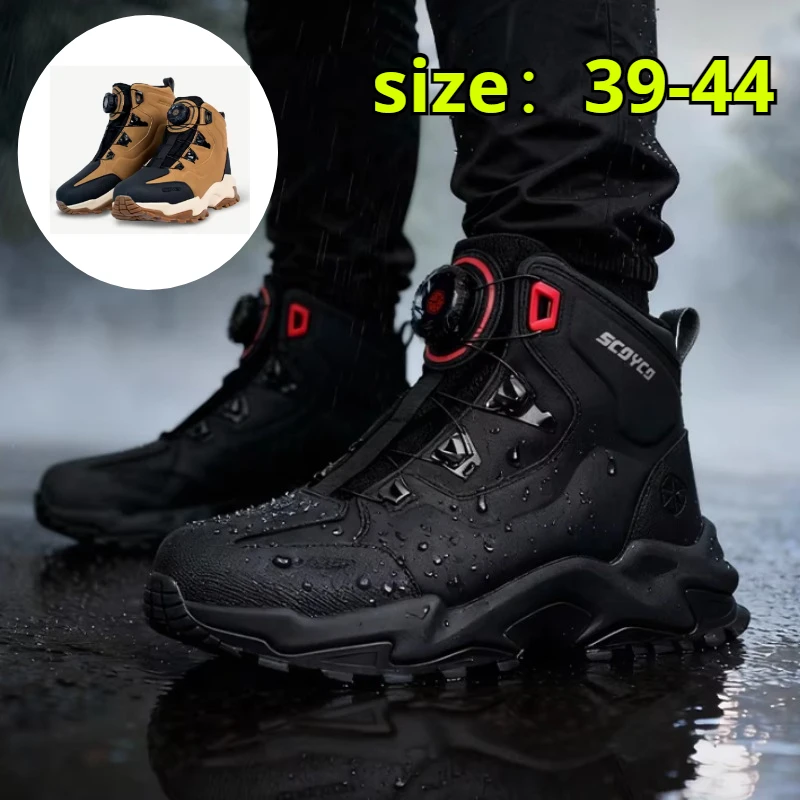 Scoyco Waterproof Hiking Boots Leather Outdoor Safety Shoes for Men Trekking Sneakers Man Winter Mountain Tactical Camping Mens