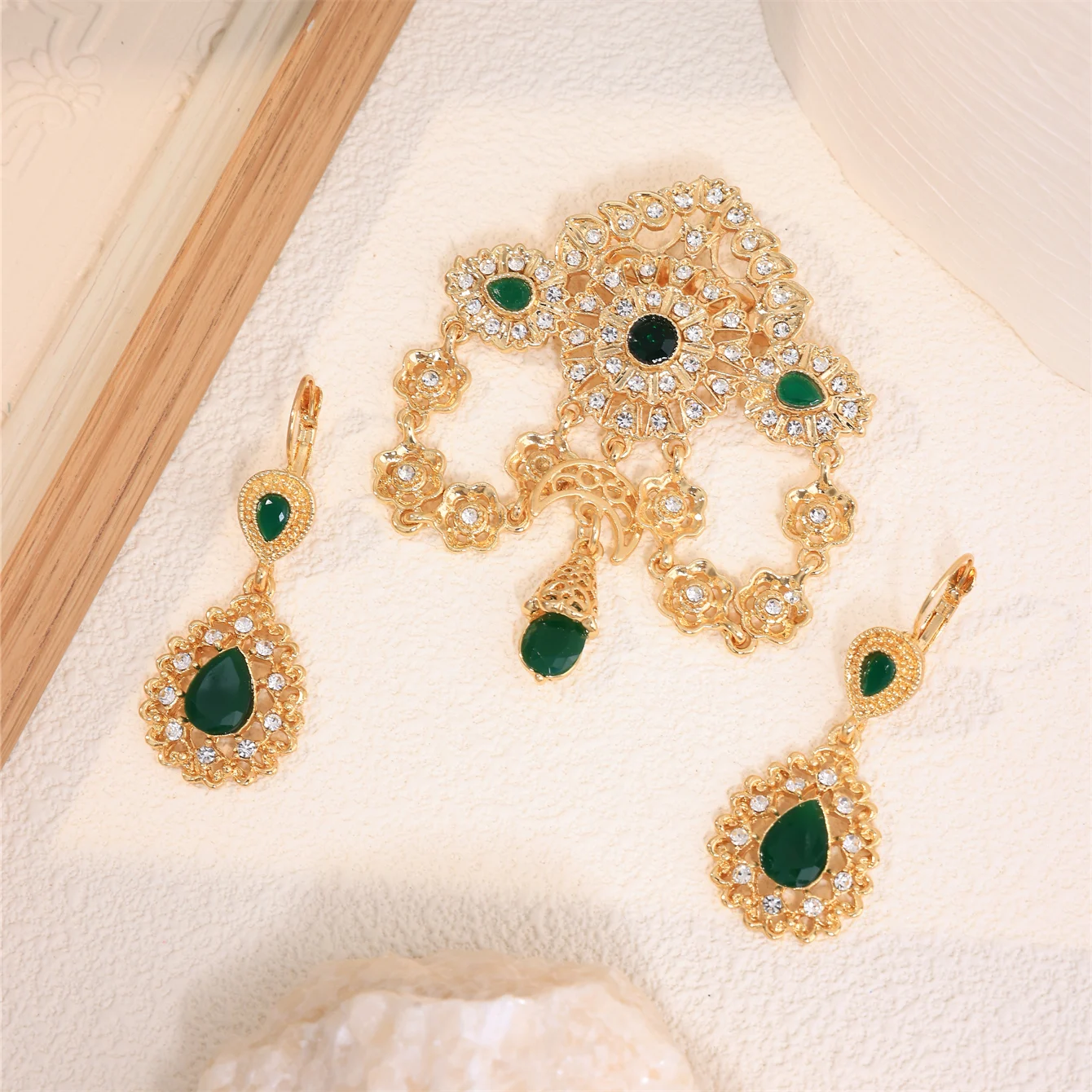 Golden Corsage Earrings Combinationdesign Delicate Small Elegant Moroccan women's Wedding Banquet Accessories