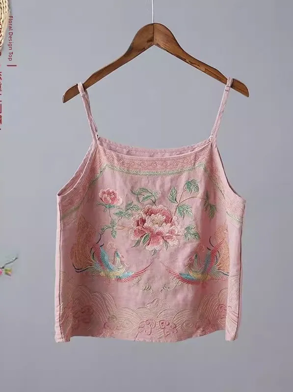 Gilet ricamato Sle cinese Abbigliamento interno da lavoro pesante Boting Top Trendy etnico Loose Fit Estate 2025 Faion da donna