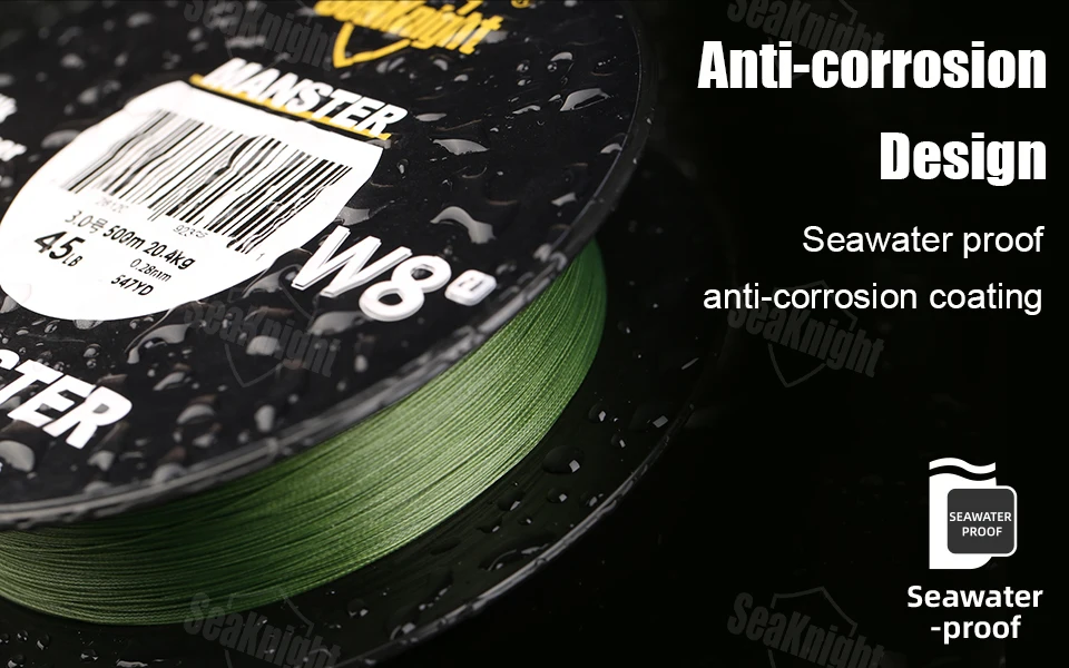 SeaKnight W8 II Serie 8-fach geflochtene Salzwasser-PE-Angelschnur 500M, langlebig, multifilament, geflochten, verbesserte Beschichtung, 7 Farben – Detail 7