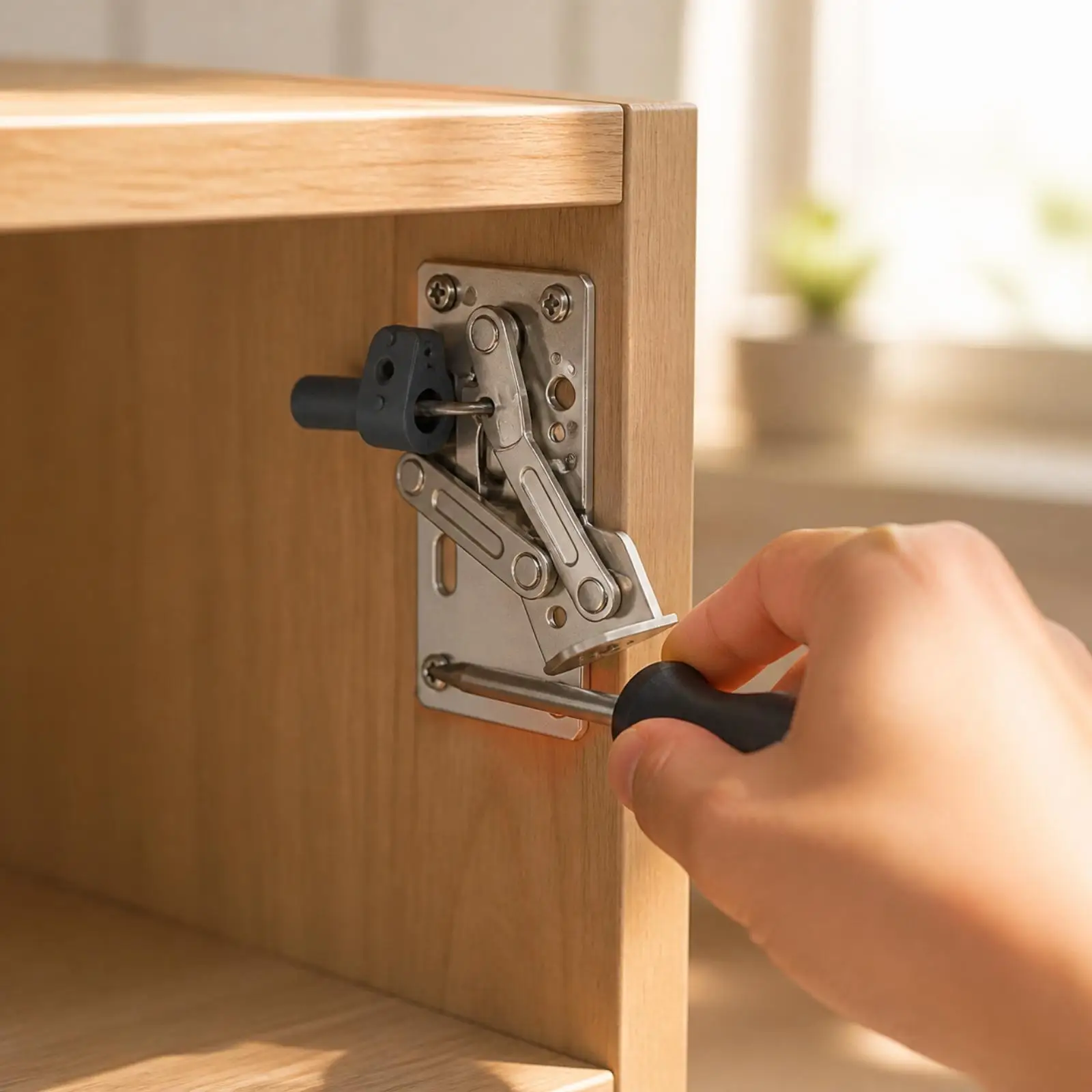 Durable Cold Rolled Steel Furniture Hinge Support Bracket 45 Degree Downward Opening for Bookcase Door