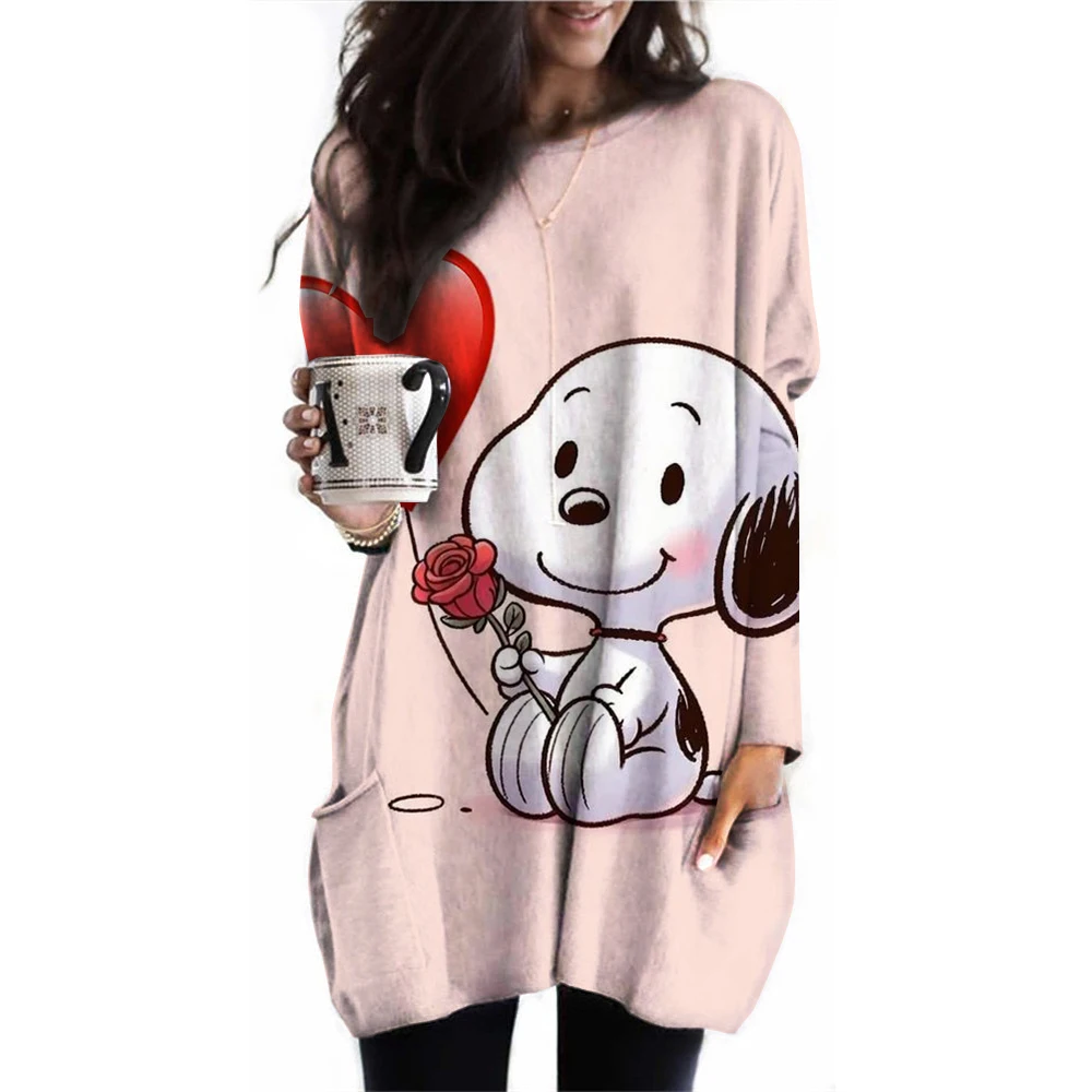 Snoopy Women\'s Long Sleeve T-shirt Autumn Casual Cute New Youth Women\'s Wear Y2k Kawaii 3D Printed High Quality