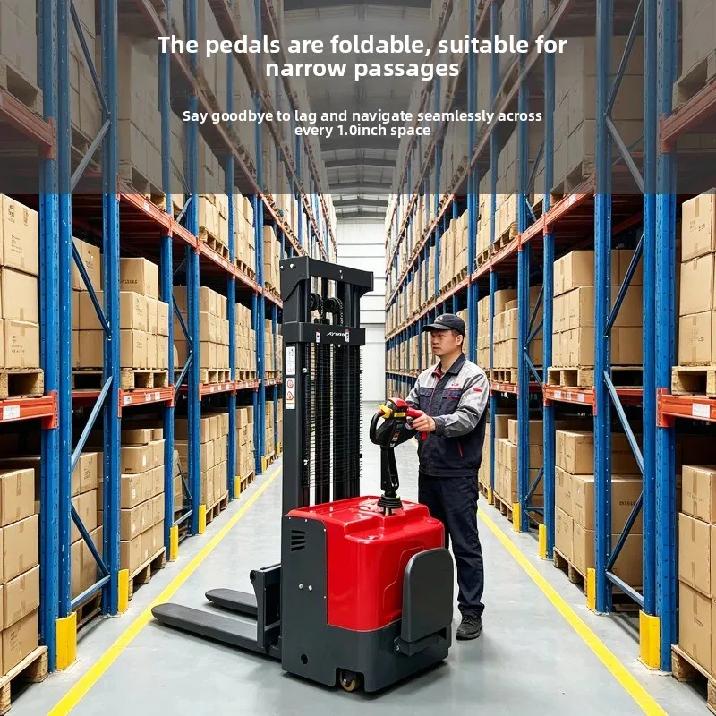 y9.1-electric forklift fully automatic stacker adjustable hydraulic loading and unloading forklift pallet handling stacker