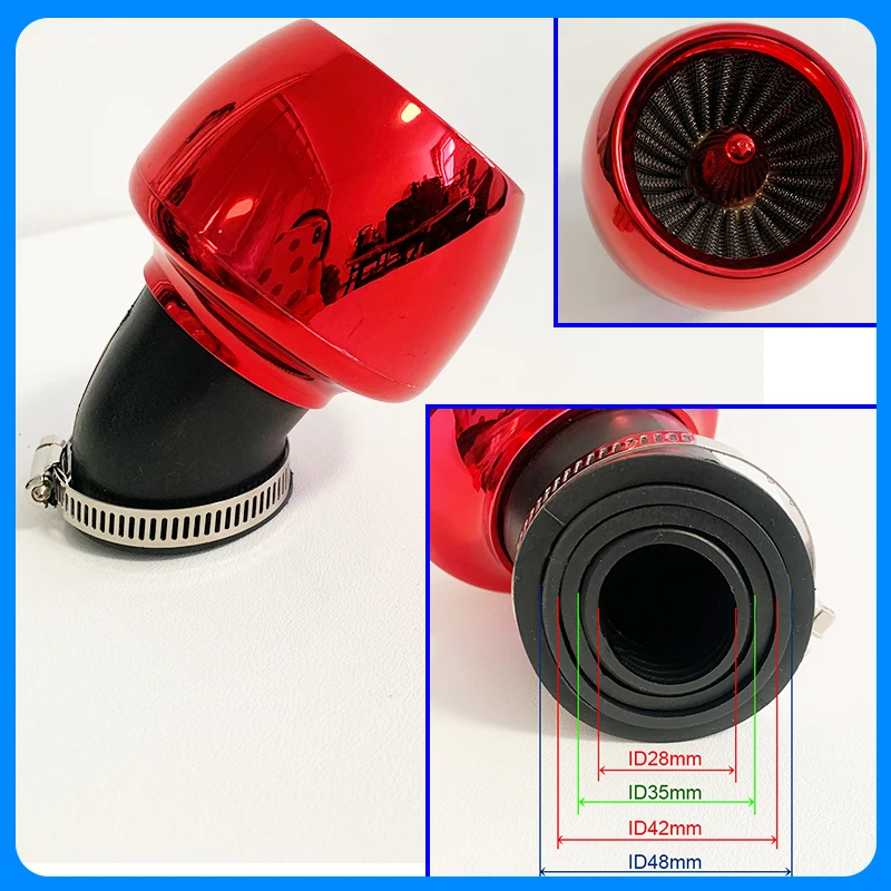 Universal 28mm 35mm 42mm 48mm Apple Shape Motorcycle Air Filter Pod for Honda Kawasaki Dirt Bike AT Modification Accessory