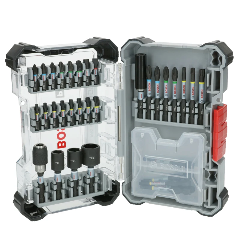 BOSCH 33PCS PRO Impact Bit Set 2608521U76 Pick+Click Tough Storage Case Screwdriver Bits & Nut Driver Kit for Impact Driver