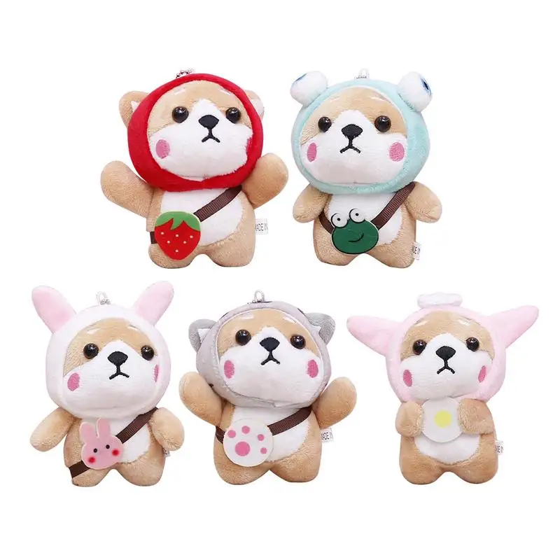 Mini Plush Animal Toy Soft Stuffed Animal Shiba Inu Puppy Pendant Cartoon Plush Toy Cute Backpack Doll Keychain For Kids Adults