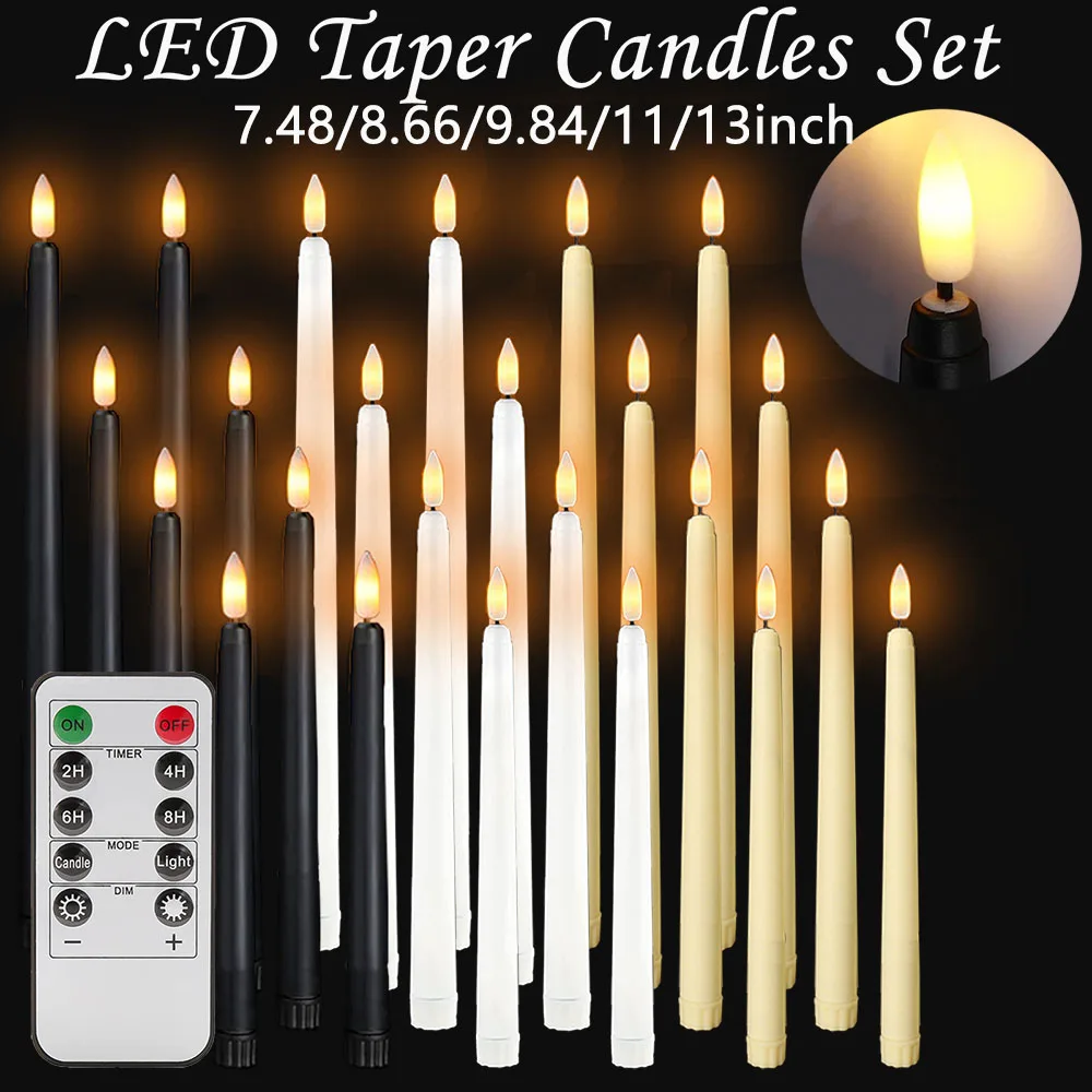 LED Flameless Taper Candles for Wedding Decorative Artificial LED Candle Christmas Birthday Flickering Floating Candles Lights