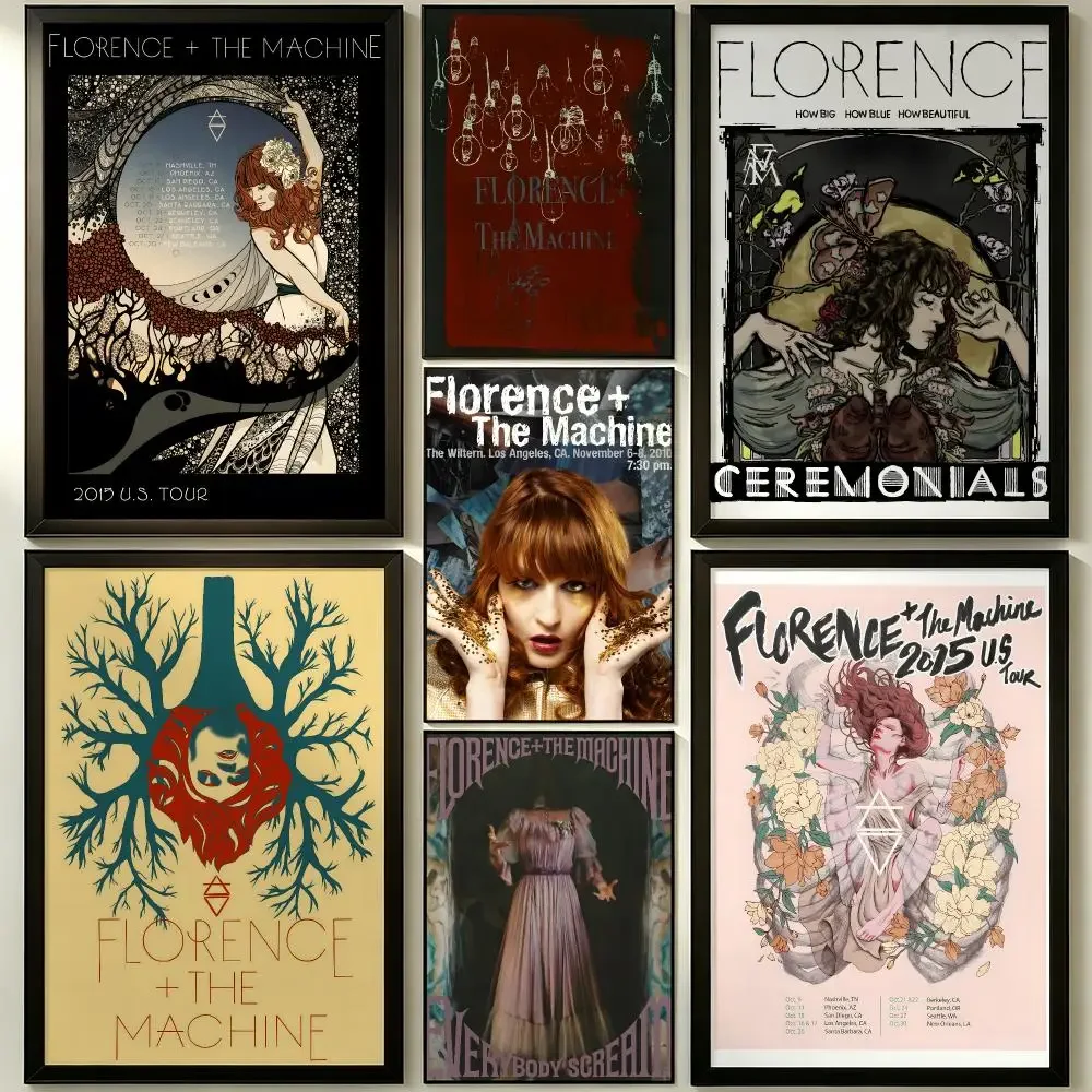 band Florence the Machine Poster Wall Sticker Poster Decal PP Material Self-Adhesive Waterproof for Living Room Home Wall Decor