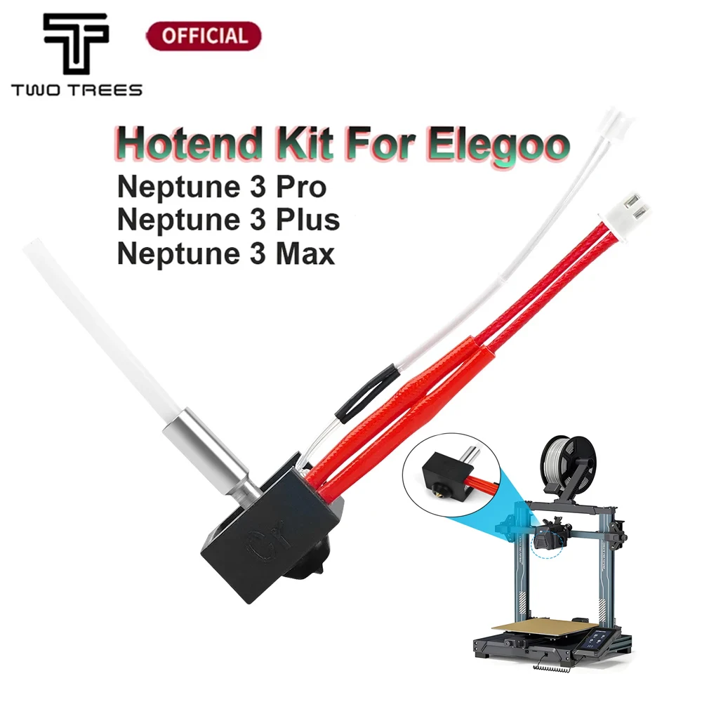 

Hotend Kit for Elegoo Neptune 3 Pro/Plus/Max Heatbreak Heated Block Heating Thermistor Brass Nozzle for 3D Printer Parts 24V/40W