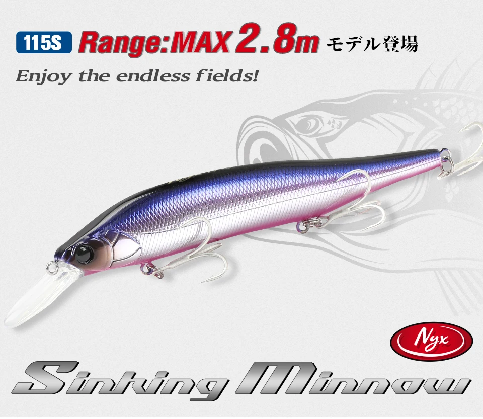 TSURINOYA 115 mm 18,5 g SinKing Minnow Salzwasserköder 115S NYX Gewichtssystem Weight Casting Pike Jerkbait Hartköder – Detail 4
