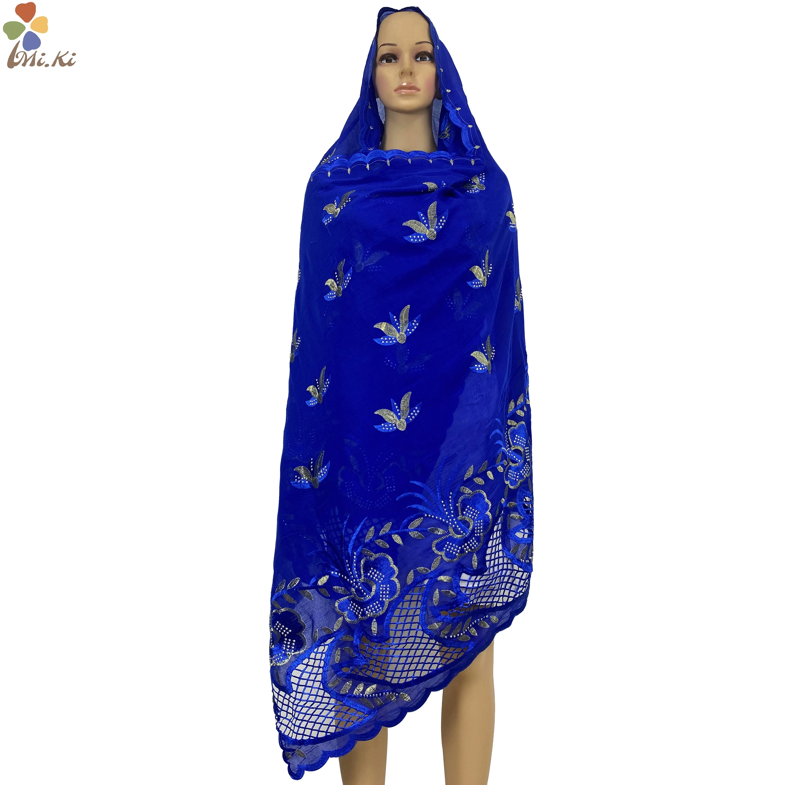 2022 Latest African Women summer outdoor embroidered 100% Cotton scarf shawl fashionable casual diamond scarf