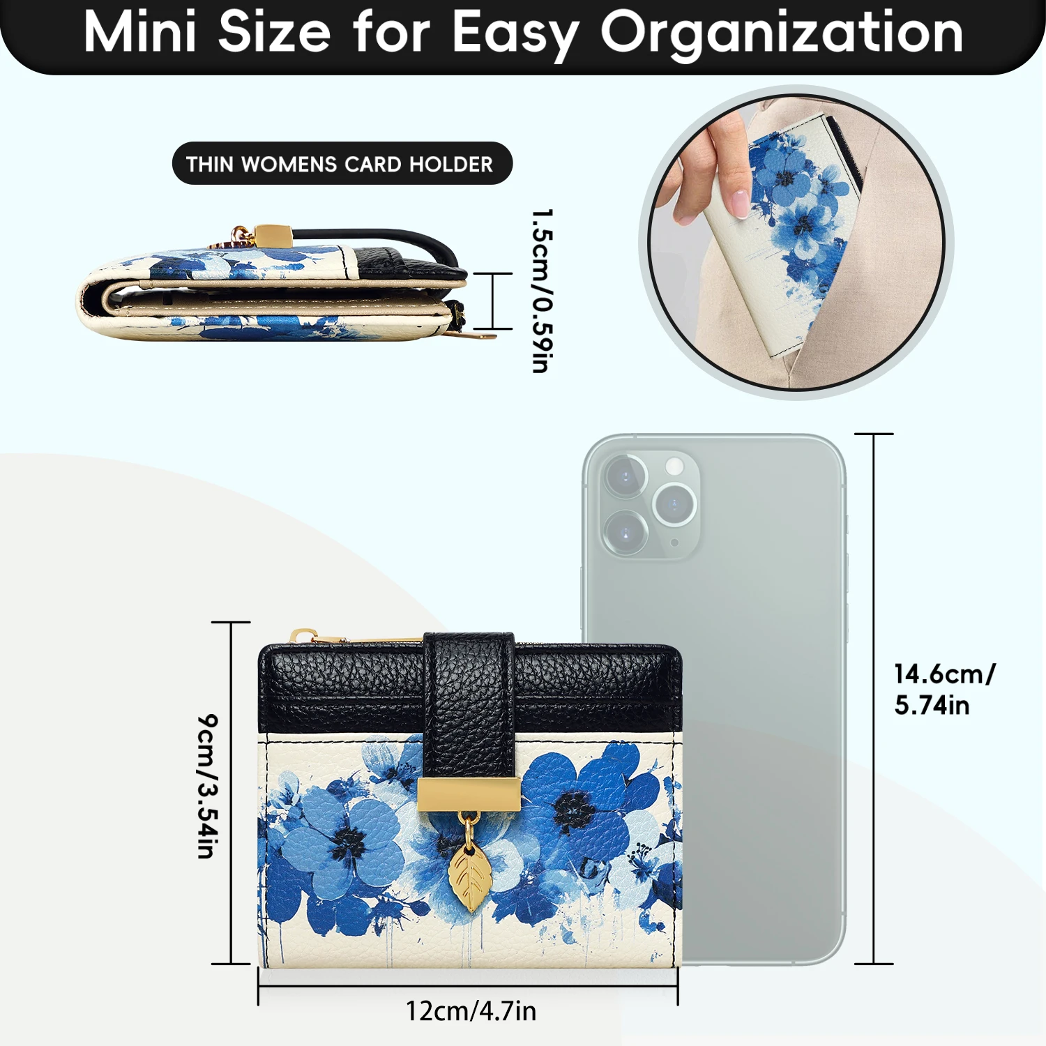 

Pomelo Best Leather Short Wallet INS Multi-Cards Zipper Coin Purse Hasp Small Flowers Card Bag Wallet Zipper Hasp For Women Girl