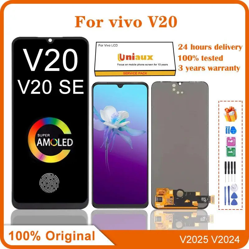 6.44\'\' AMOLED For vivo v20 V2025,V2024 LCD Display Touch Screen Digitizer Assembly Replacement For vivo v20 Lcd Display