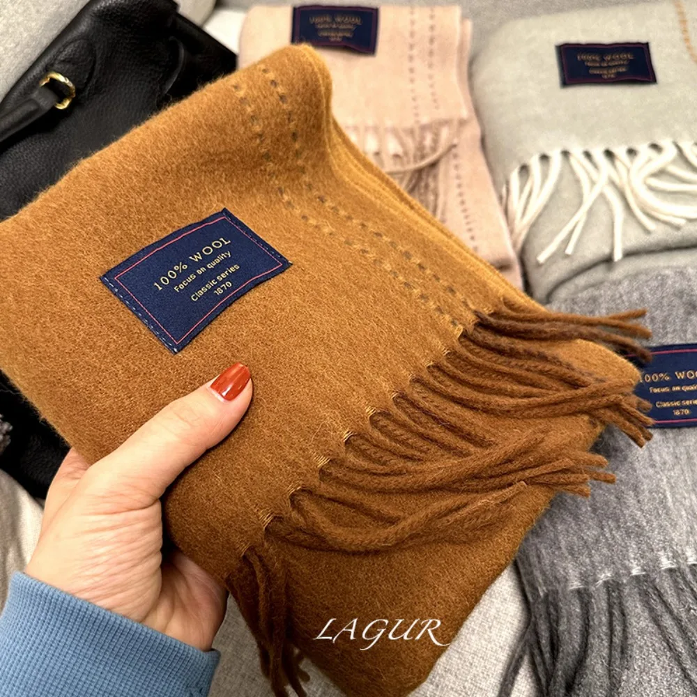 

2025 горячая нить ручной работы из австралийской шерсти, двухсторонний расширяющийся толстый шарф для пар, зимний женский новый