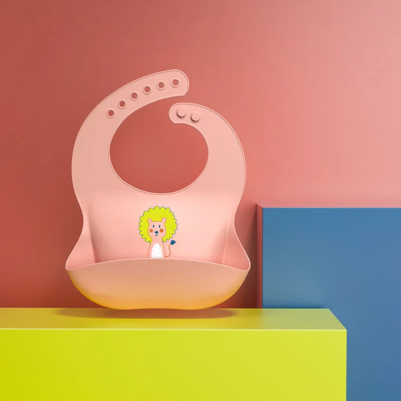 Babero impermeable con estampado de dibujos animados, Baberos suaves de silicona para bebés, paño ajustable para eructar para niños recién nacidos, material de alimentación para bebés