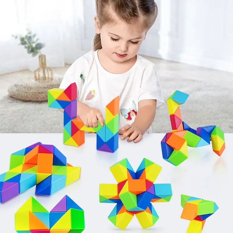 Dingsheng 24 y 36 48 60 72 segmentos regla mágica serpiente multicolor rompecabezas 3d fidget gam Fidge Cube Twist Transformable chico Puzzl