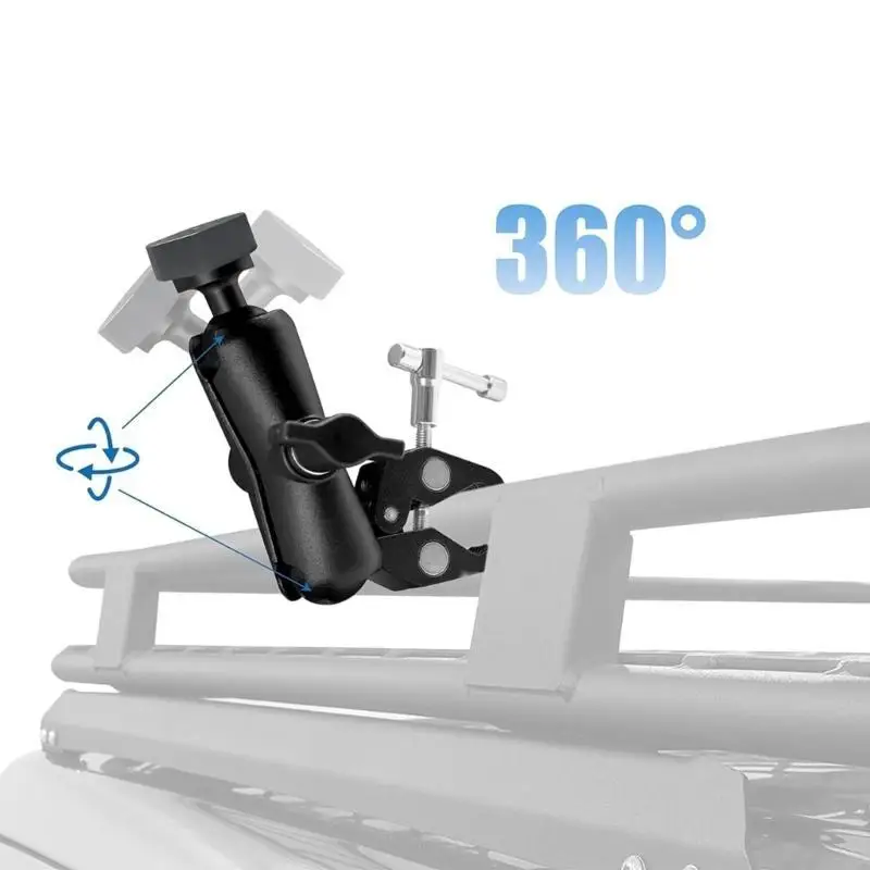 Adjustable Angles Clamp Mount Aluminum Base For Satellite Motorhome Ladders Yacht Guardrails And Roof Rack