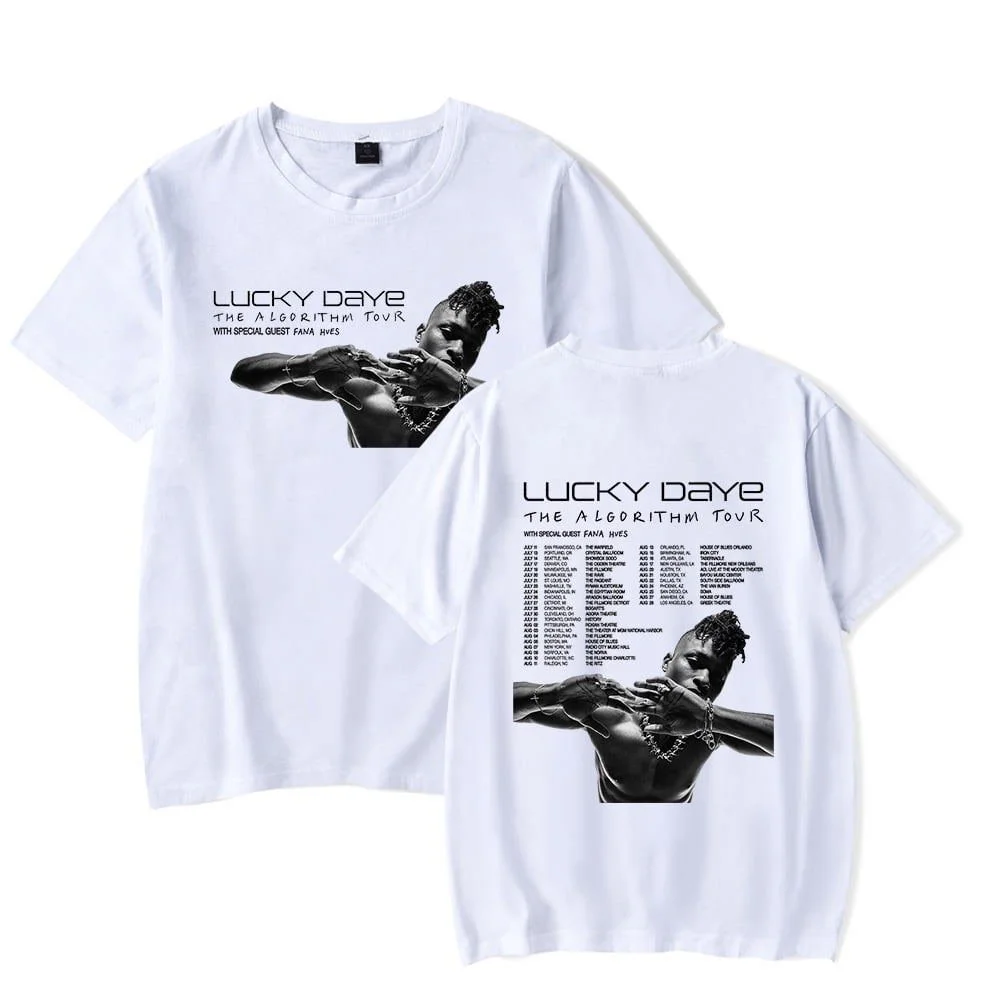Lucky Daye The Algorithm Tour Merch Kurzarm-T-Shirt, Unisex, modisches Rundhals-Top