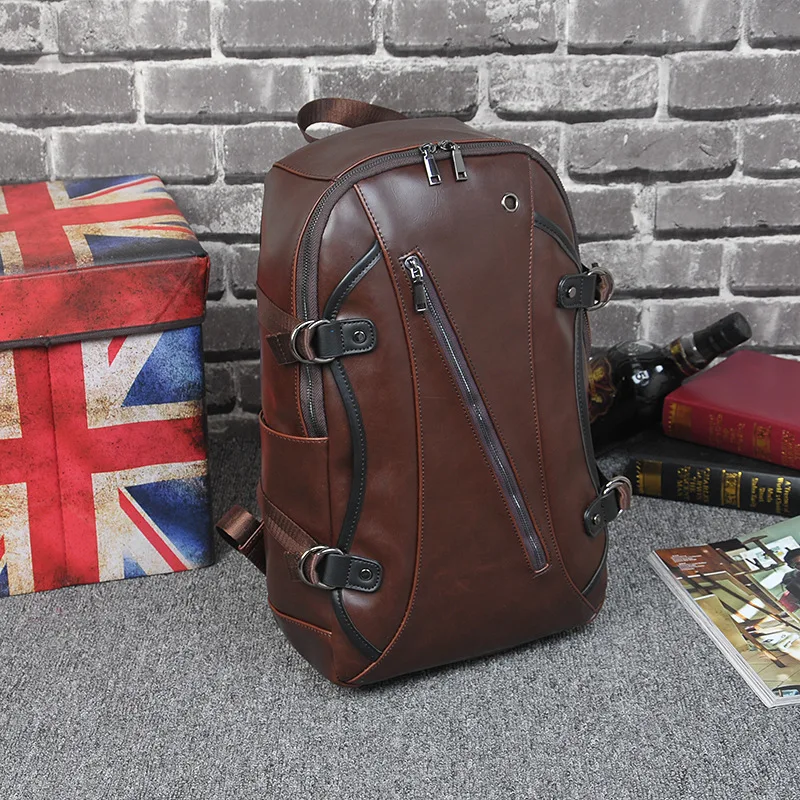 2023 New Leather Men Antitheft Travel Backpack Business Male  Laptop Bag Daypacks Large Capacity Travel College School Bag