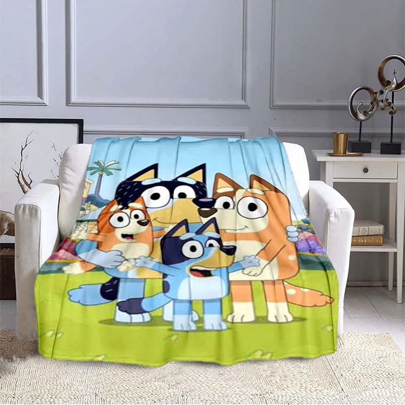 Cartoon card loves B-bluey puppy family soft warm thin blanket Flannel Portable Comfortable Warm Blanket throw blanket