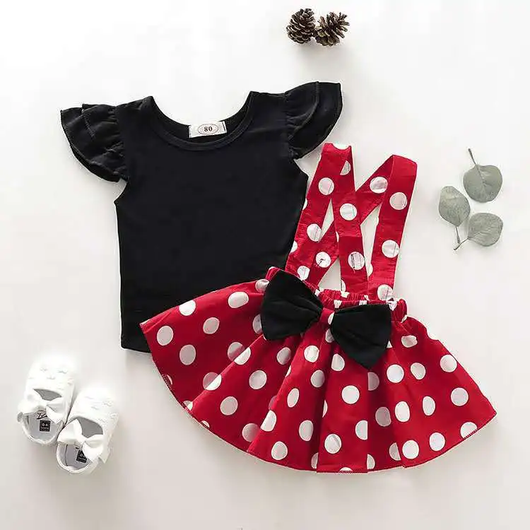 2Pcs/Set Cartoon Polka Dot Baby Girls Evening Dresses Bow Kids Birthday Party Halloween Princess Toddler Children Clothes 1-4T