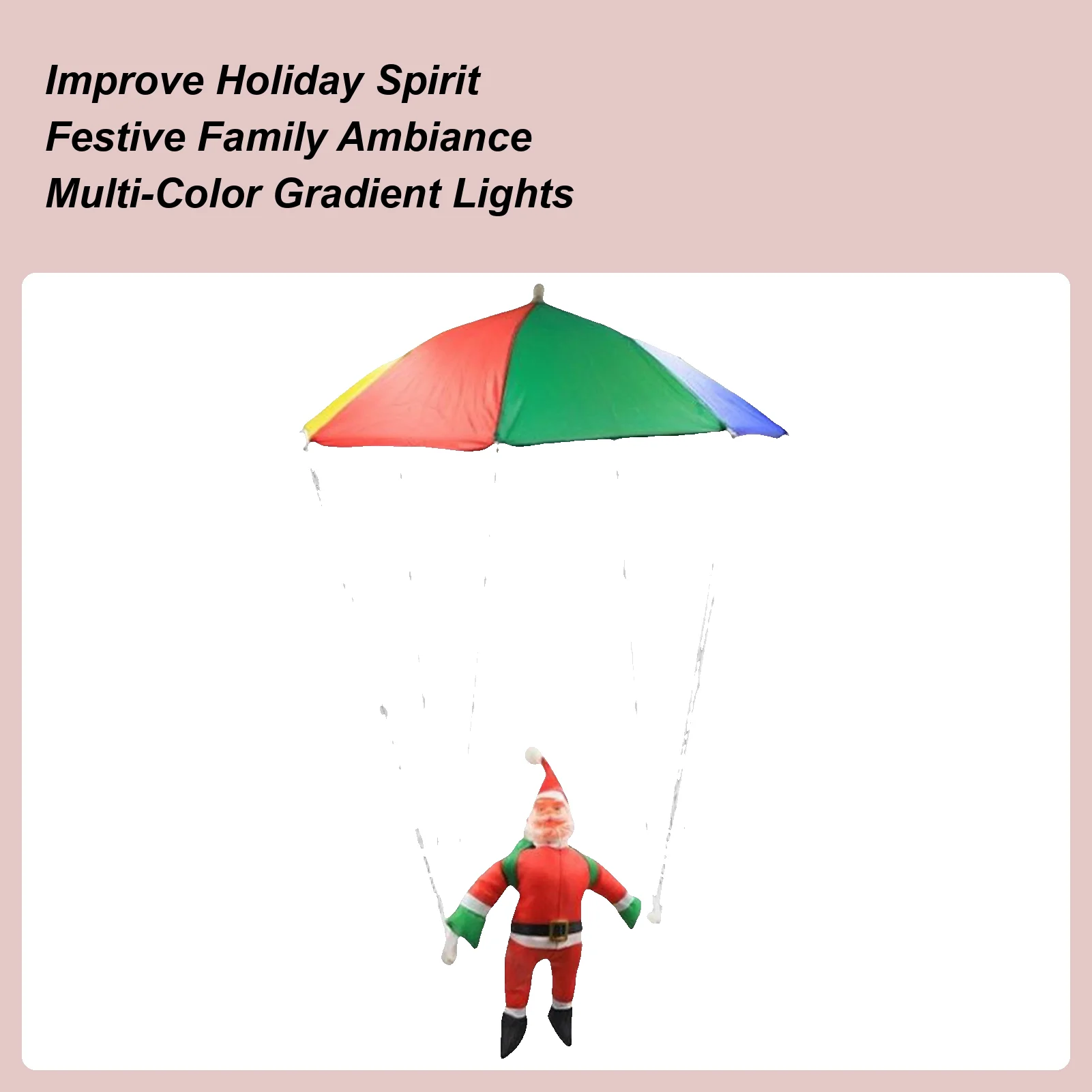 

Санта-Огни Санта-Клауса Парашютные гирлянды Водонепроницаемое окружающее освещение с 8 режимами для елки Вечеринка Двор Патио Окно