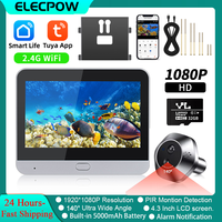 Elecpow Digital Door Peepholes Smart Tuya WiFi Peephole Door Camera 1080P 4.3Inch PIR Night Vision Motion Detection Doorbell
