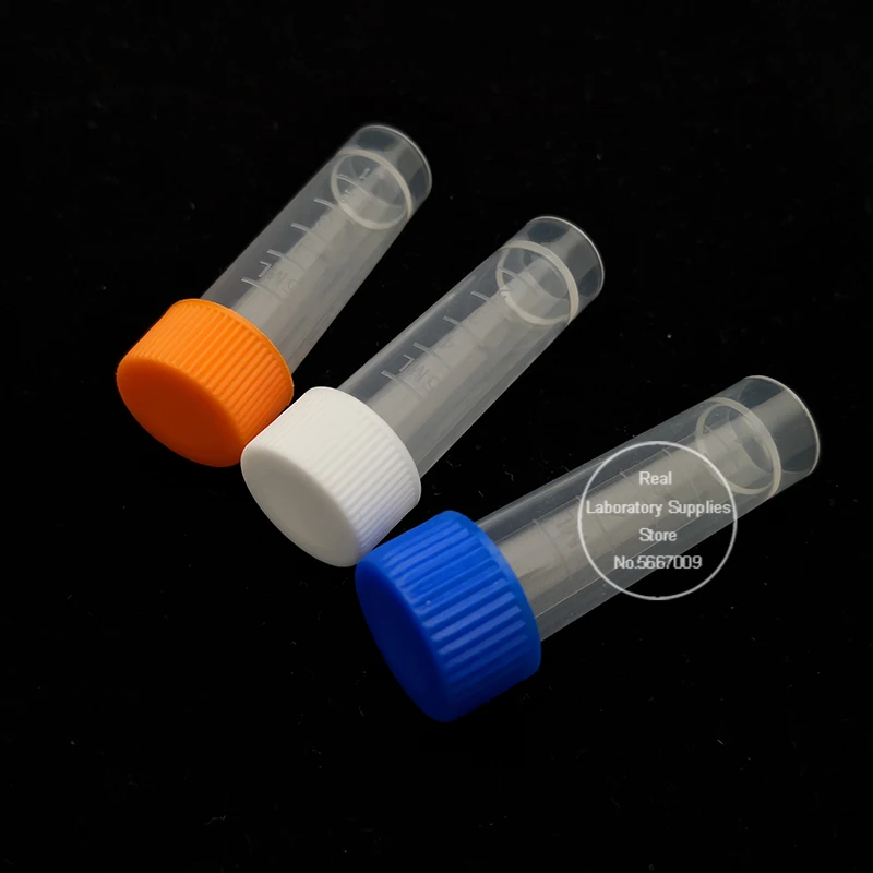 200pcs/pack 5ml PP Cryo Vial Freezing Tube Cold Storage bottle Cryovial Plastic Test Tubes  School Supplies