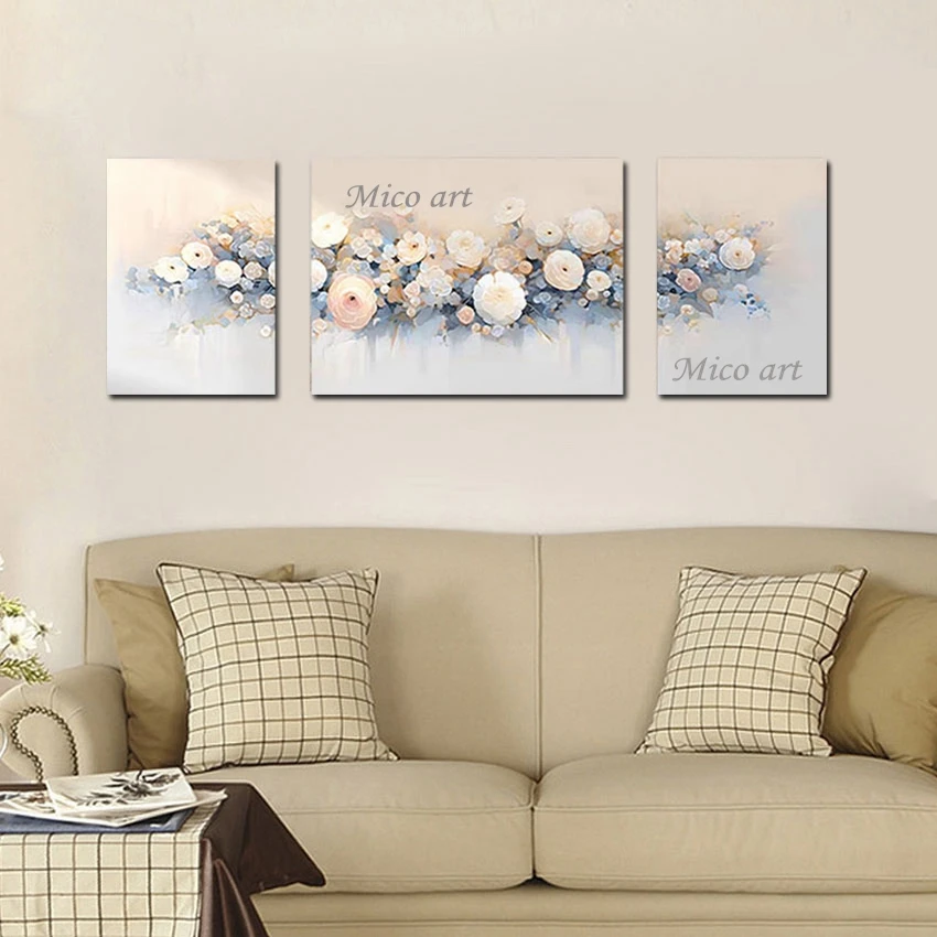 Canvas Art Design Abstract 3PCS Flowers Textured Beautiful Natural Landscape Oil Paintings Decor Modern Acrylic Wall Picture