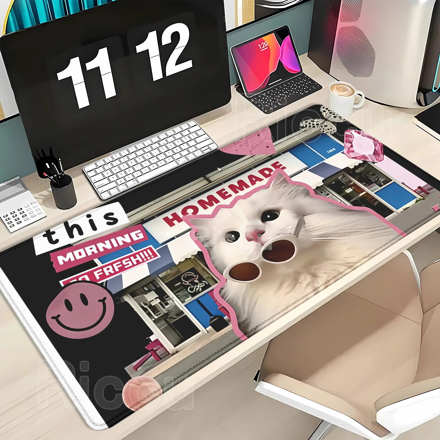 Durable Cute Puppy Kitten Leather Mousepad Desk Mat Mouse Pad PC Computer Carpet Mat Player Laptop Keyboard Office Accessories